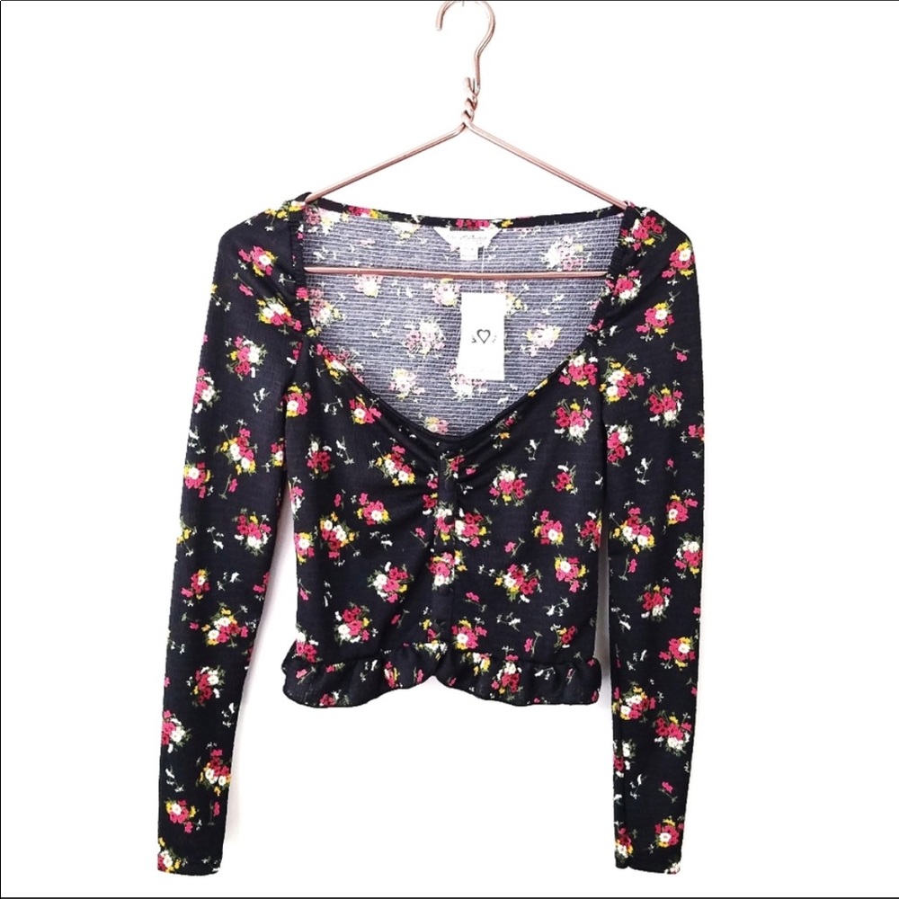 Asos | Floral Cropped Button Front Shirt Size 0
